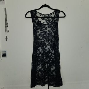 Black Floral Lace Cover Up dress | Medium